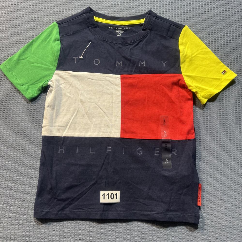 TOMMY HILFIGER MULTICOLOR Boys Tee‎ Sz S Pre-Owned Excellent